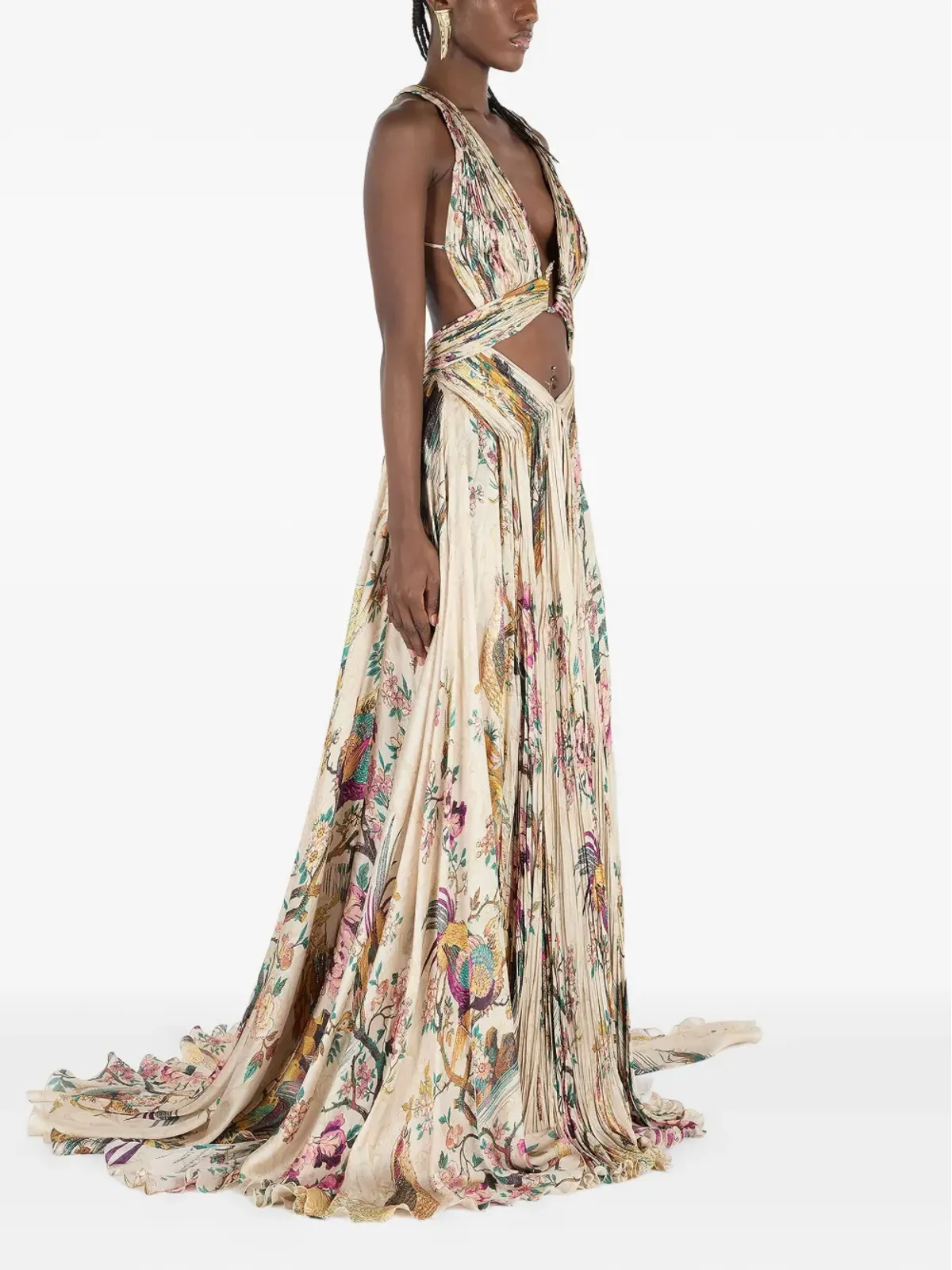 Roberto Cavalli プリーツ花柄プリントドレス - 画像3