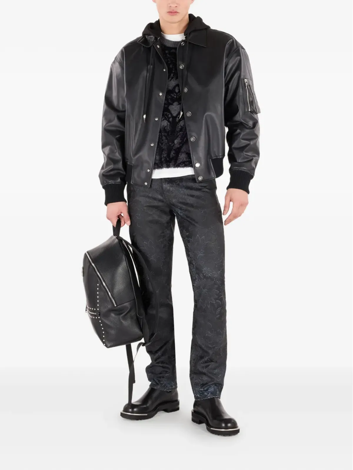 Roberto Cavalli 花柄モチーフ フェードデニムジーンズ - 画像2