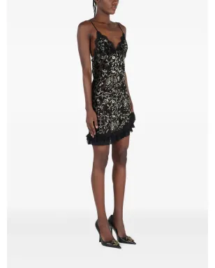 Roberto Cavalli lace-trimmed leopard-pattern mini dress - Black - サムネイル3