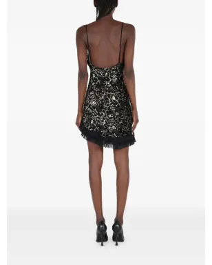 Roberto Cavalli lace-trimmed leopard-pattern mini dress - Black - サムネイル4