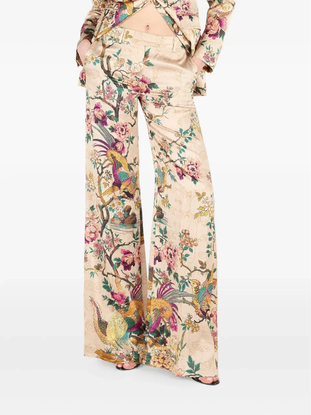 Roberto Cavalli pheasant floral-print トラウザーズ - 画像3