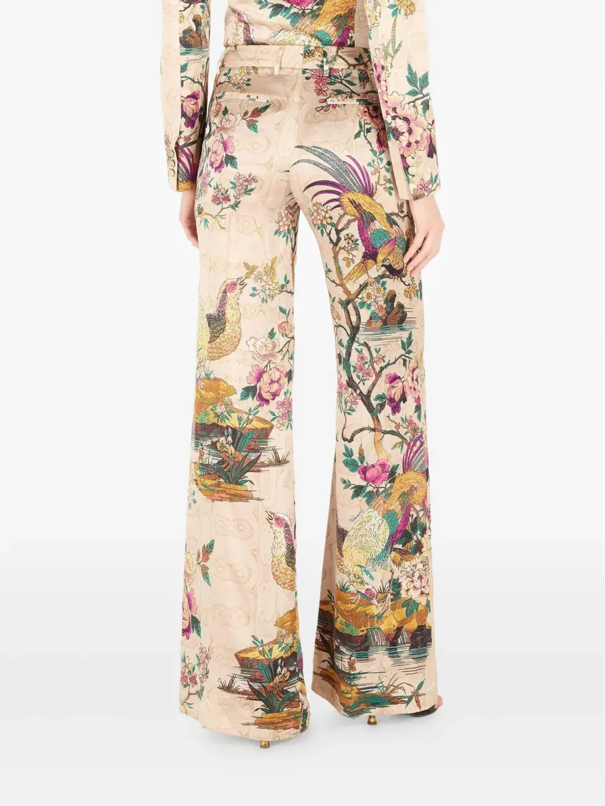 Roberto Cavalli pheasant floral-print トラウザーズ - 画像4