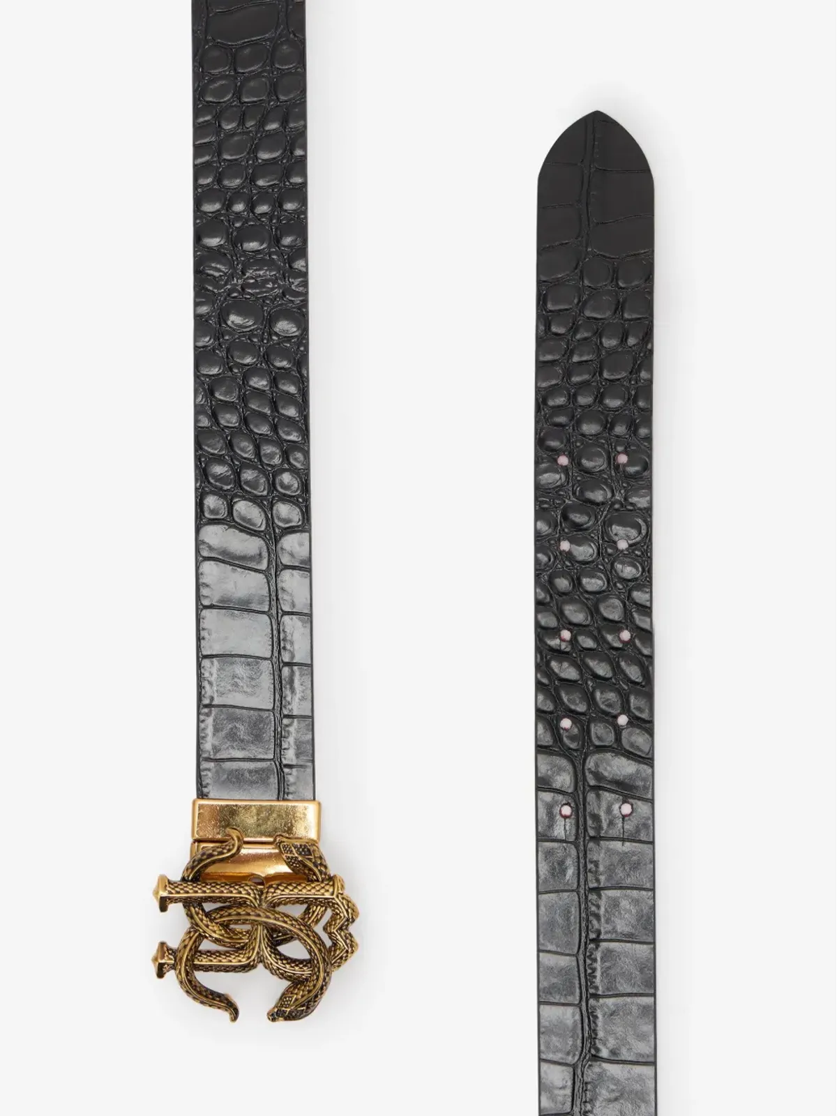Roberto Cavalli ミラースネークモノグラム リバーシブルベルト - ブラック - 画像2