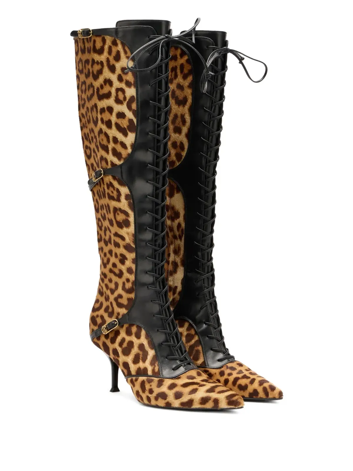 Roberto Cavalli レオパード柄レースアップブーツ - 画像2