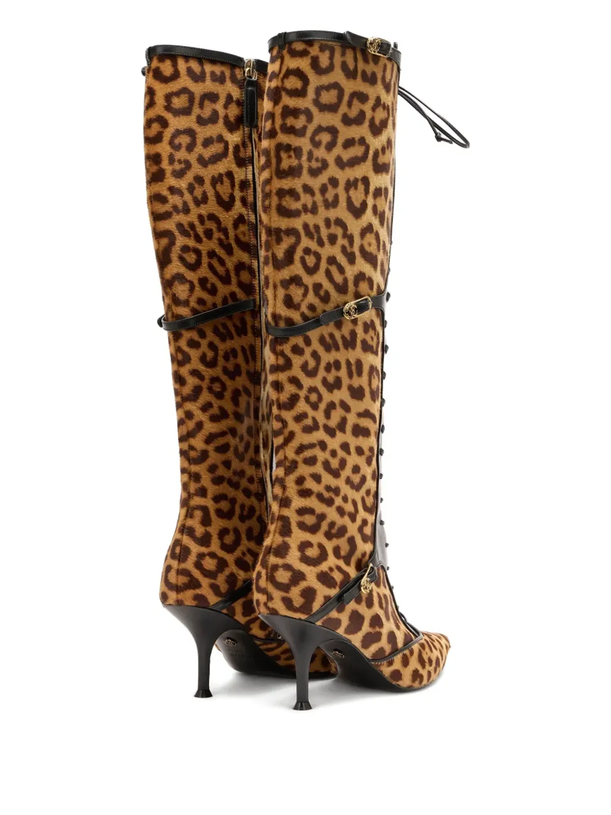 Roberto Cavalli レオパード柄レースアップブーツ - 画像3