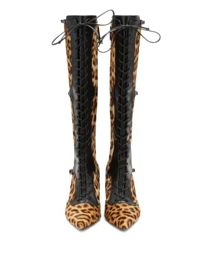Roberto Cavalli レオパード柄レースアップブーツ - サムネイル4