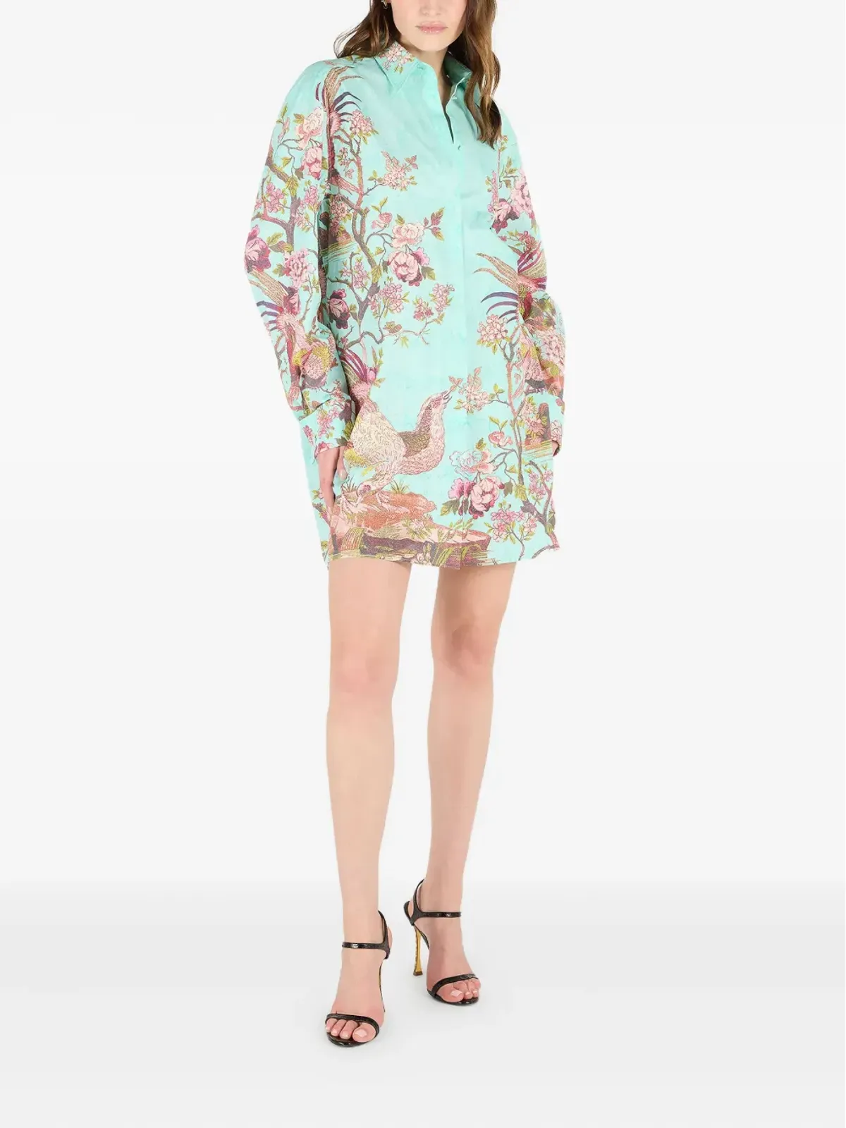 Roberto Cavalli ナチュラルモチーフ シャツミニドレス - 画像2