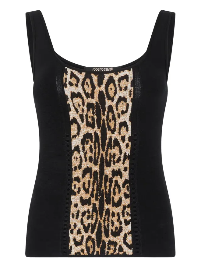 Roberto Cavalli Roberto Cavalli ジャガー柄パネルドトップの商品画像