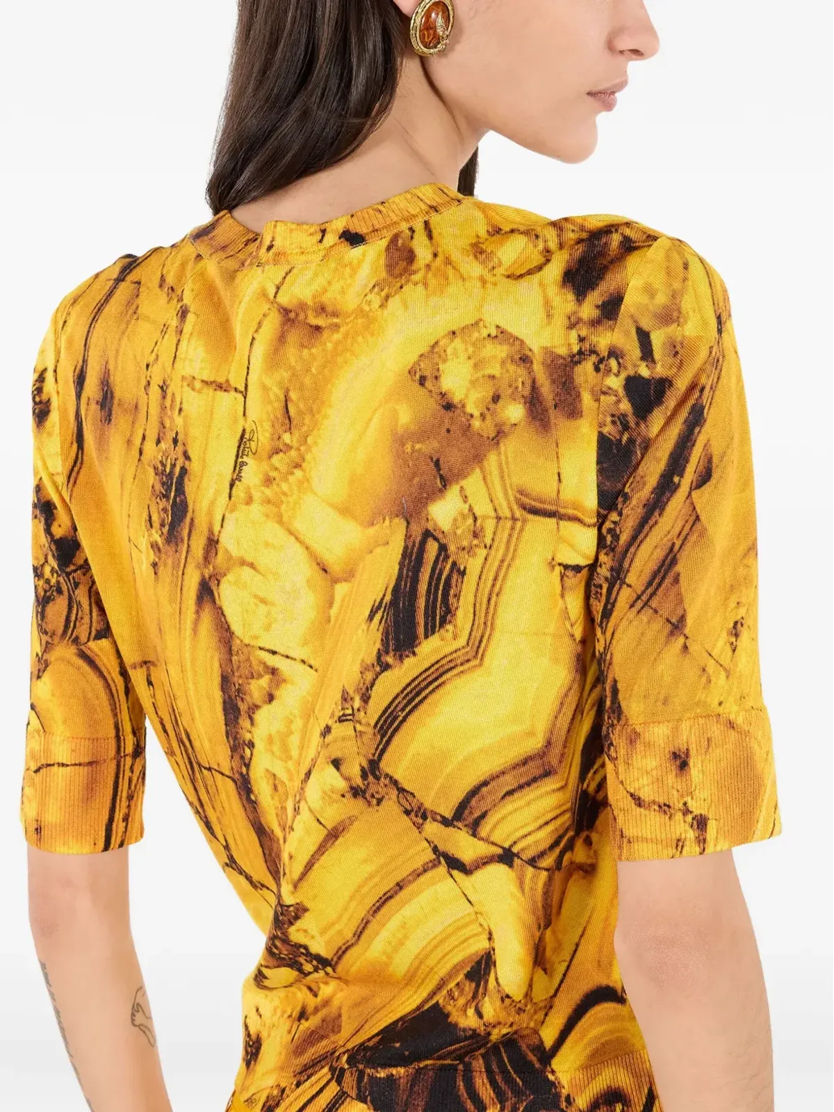 Roberto Cavalli アンブラ柄リブ編みTシャツ - 画像5
