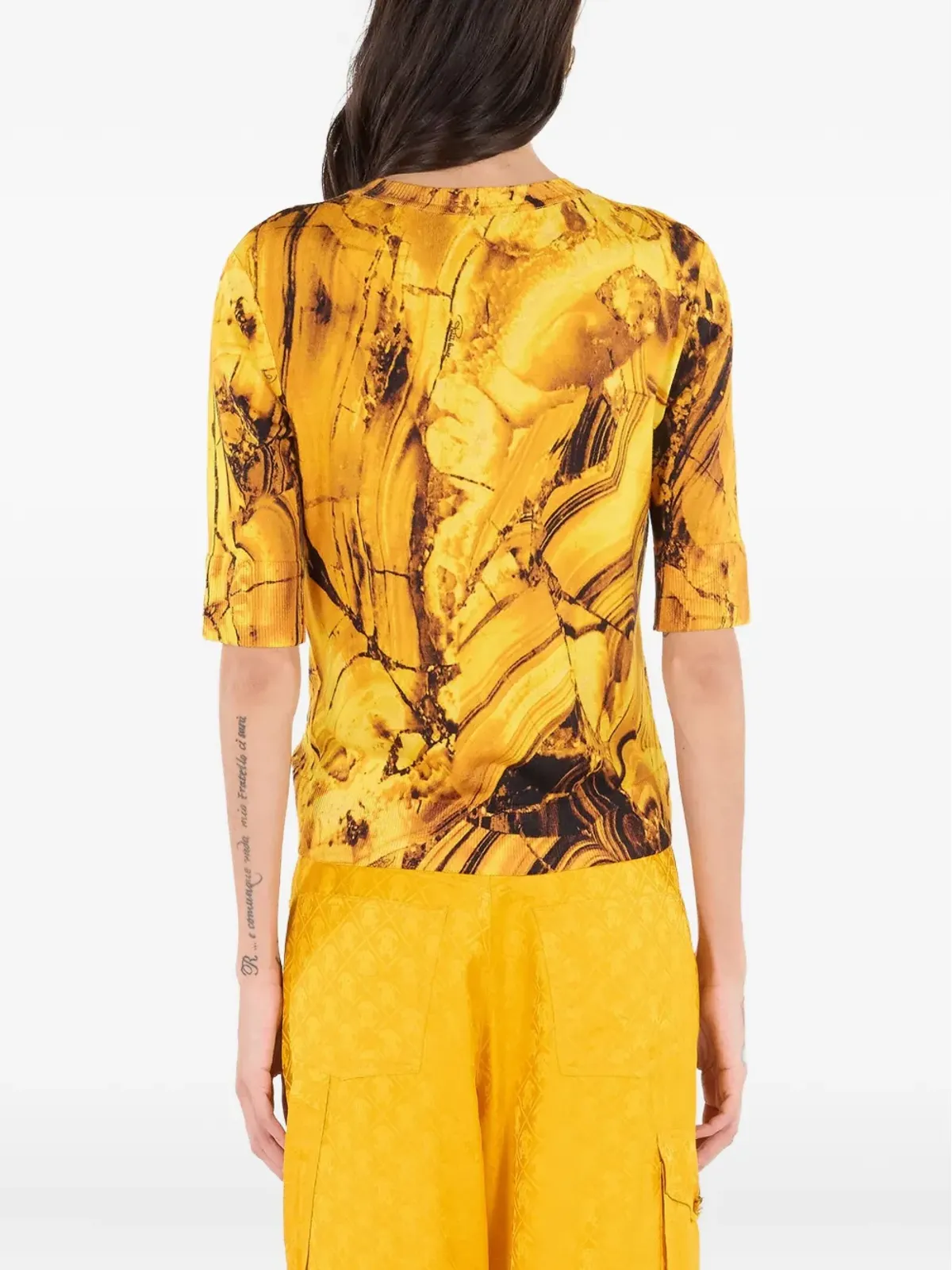 Roberto Cavalli アンブラ柄リブ編みTシャツ - 画像4