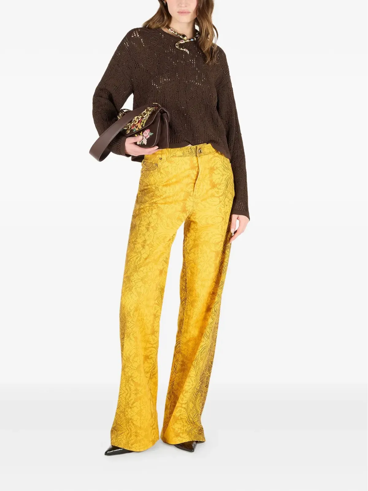 Roberto Cavalli ブロケードプリントストレートジーンズ - 画像2