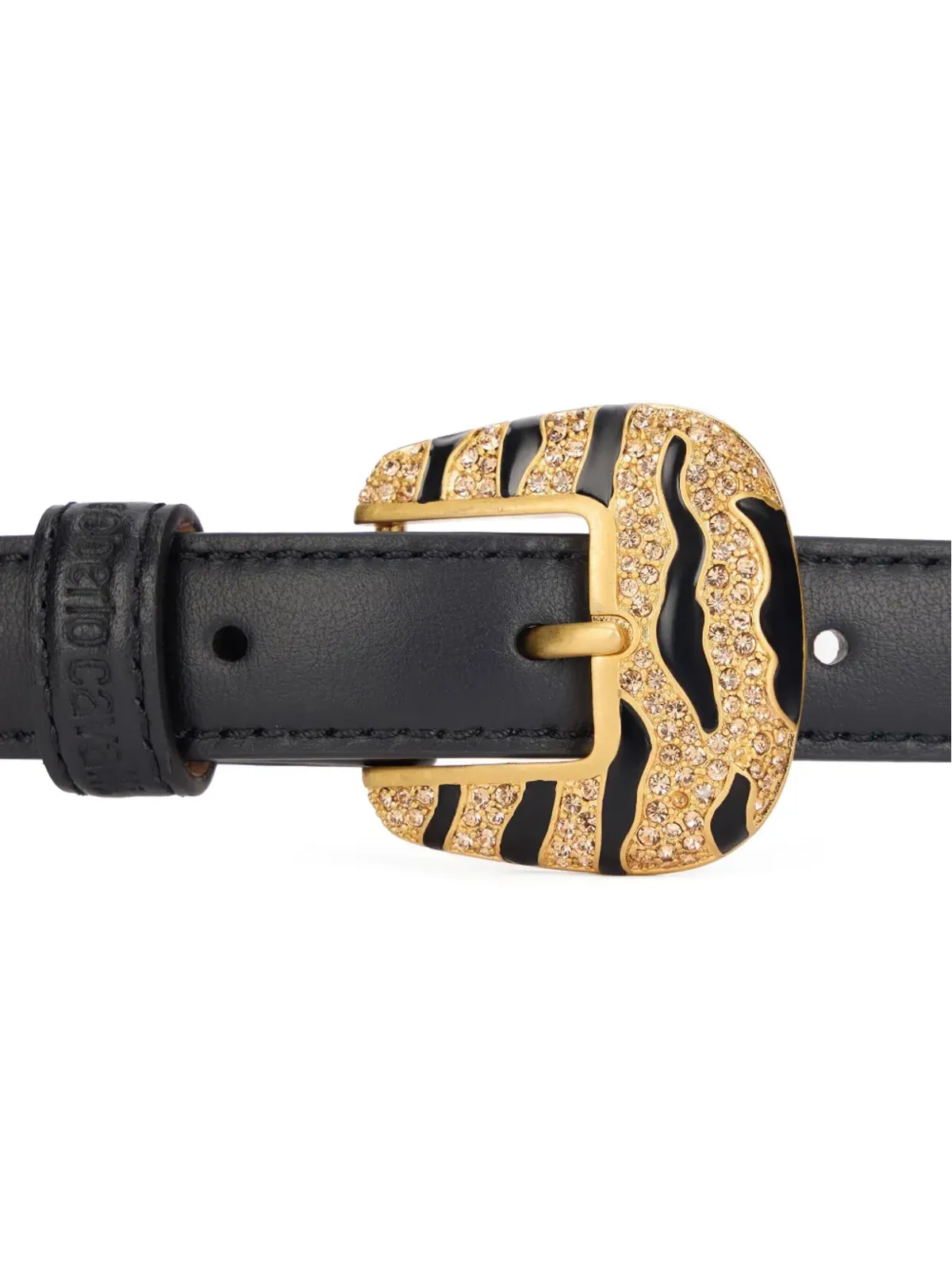 Roberto Cavalli ビジュー付きバックル レザー ベルト - 画像2