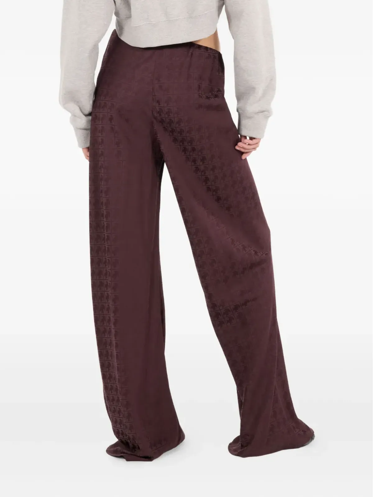 Roberto Cavalli モノグラム柄ドローストリングパンツ（ブラウン） - 画像4