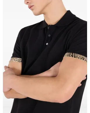 Roberto Cavalli ジャガー柄カフポロシャツ ブラック - サムネイル5