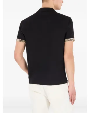 Roberto Cavalli ジャガー柄カフポロシャツ ブラック - サムネイル4