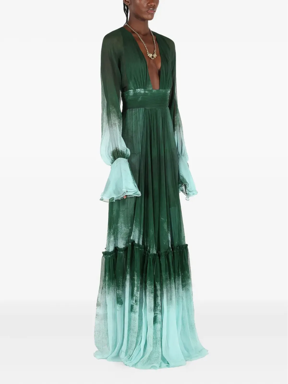 Roberto Cavalli フリル付きシルクのエンパイアドレス - 画像2
