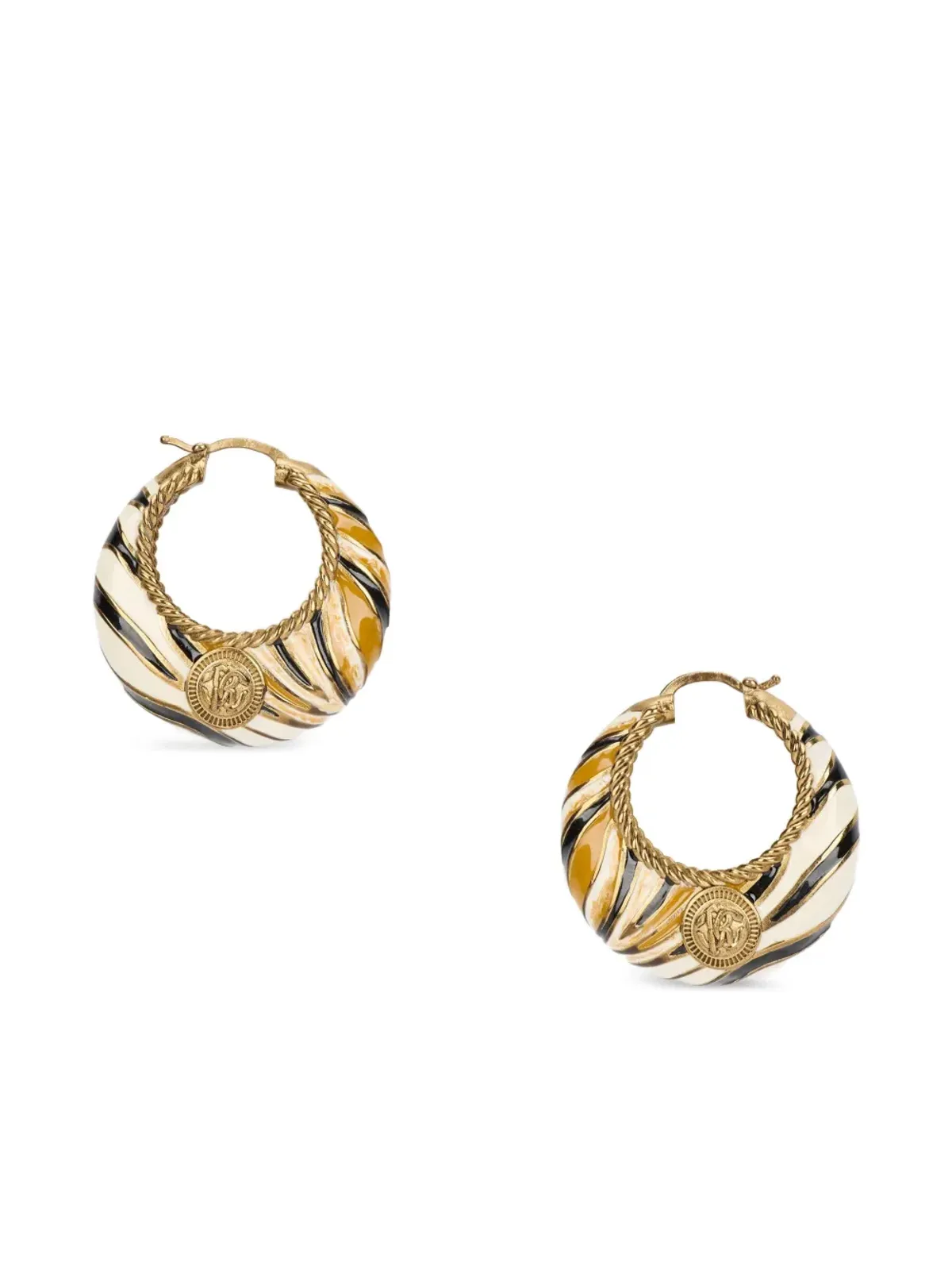 Roberto Cavalli エンボス ロゴ フープピアス - 画像4