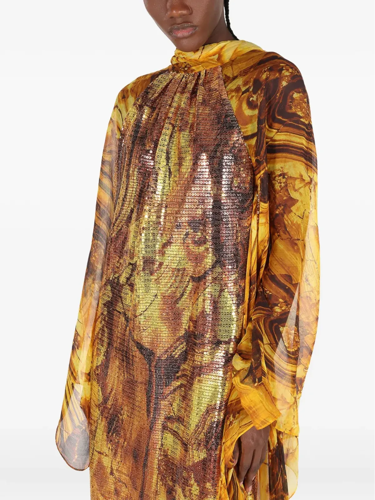 Roberto Cavalli アンバー柄プリント スパンコール装飾 マキシドレス - 画像5