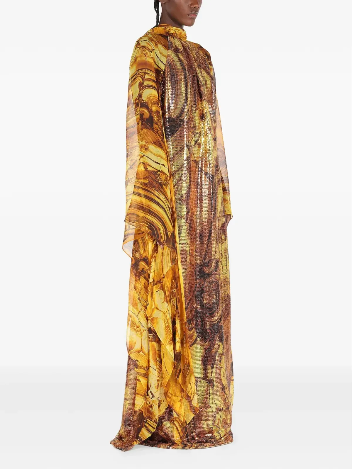 Roberto Cavalli アンバー柄プリント スパンコール装飾 マキシドレス - 画像2