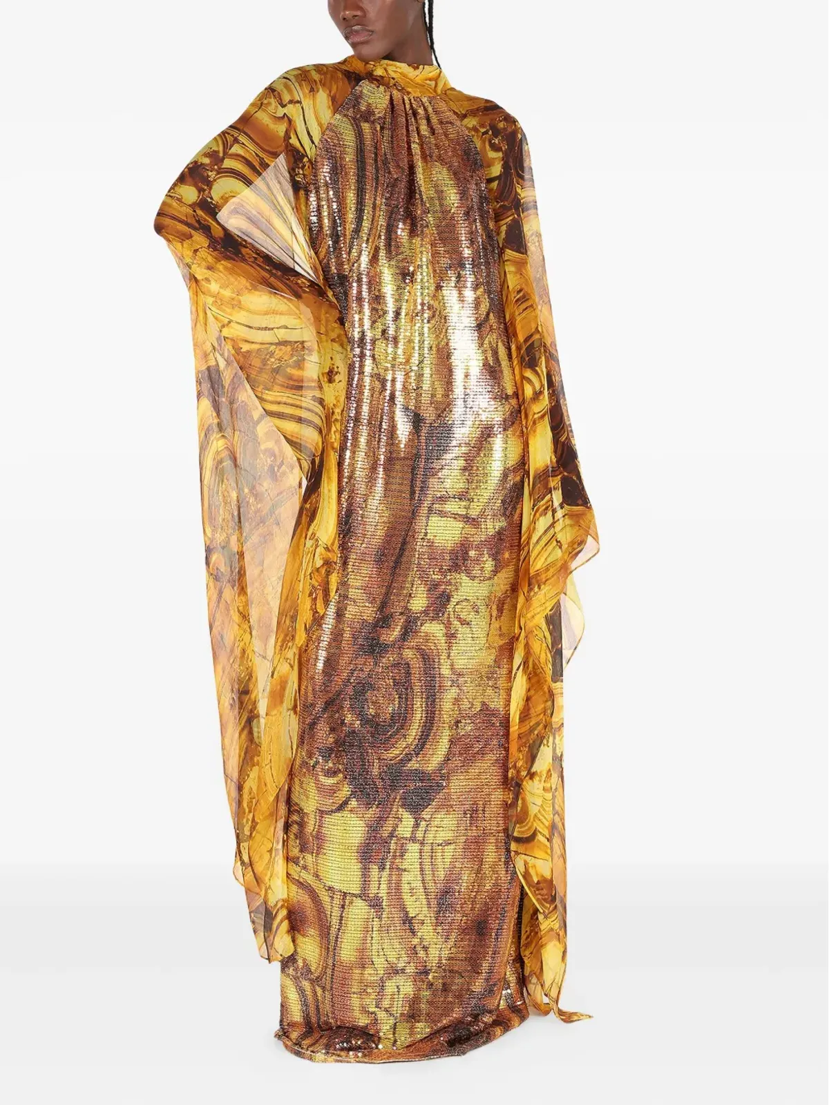 Roberto Cavalli アンバー柄プリント スパンコール装飾 マキシドレス - 画像3