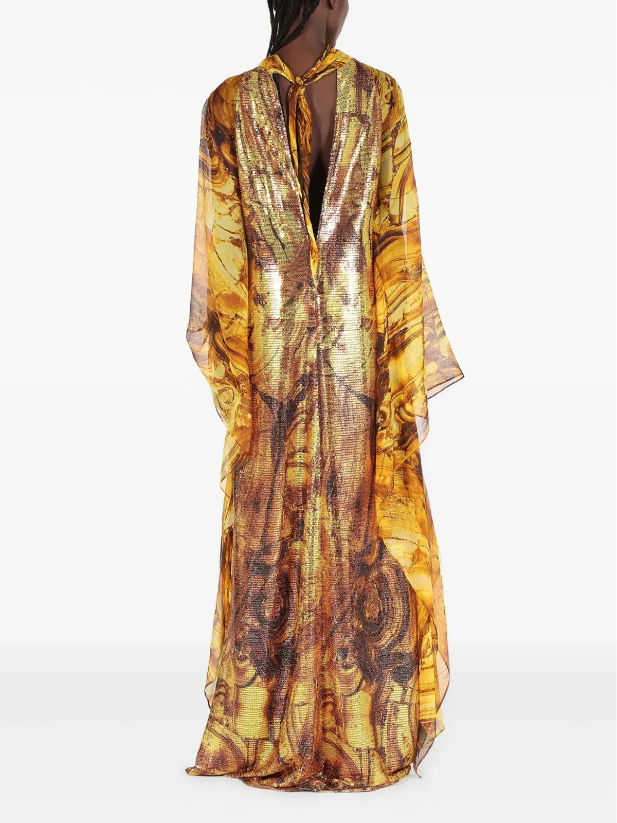 Roberto Cavalli アンバー柄プリント スパンコール装飾 マキシドレス - 画像4