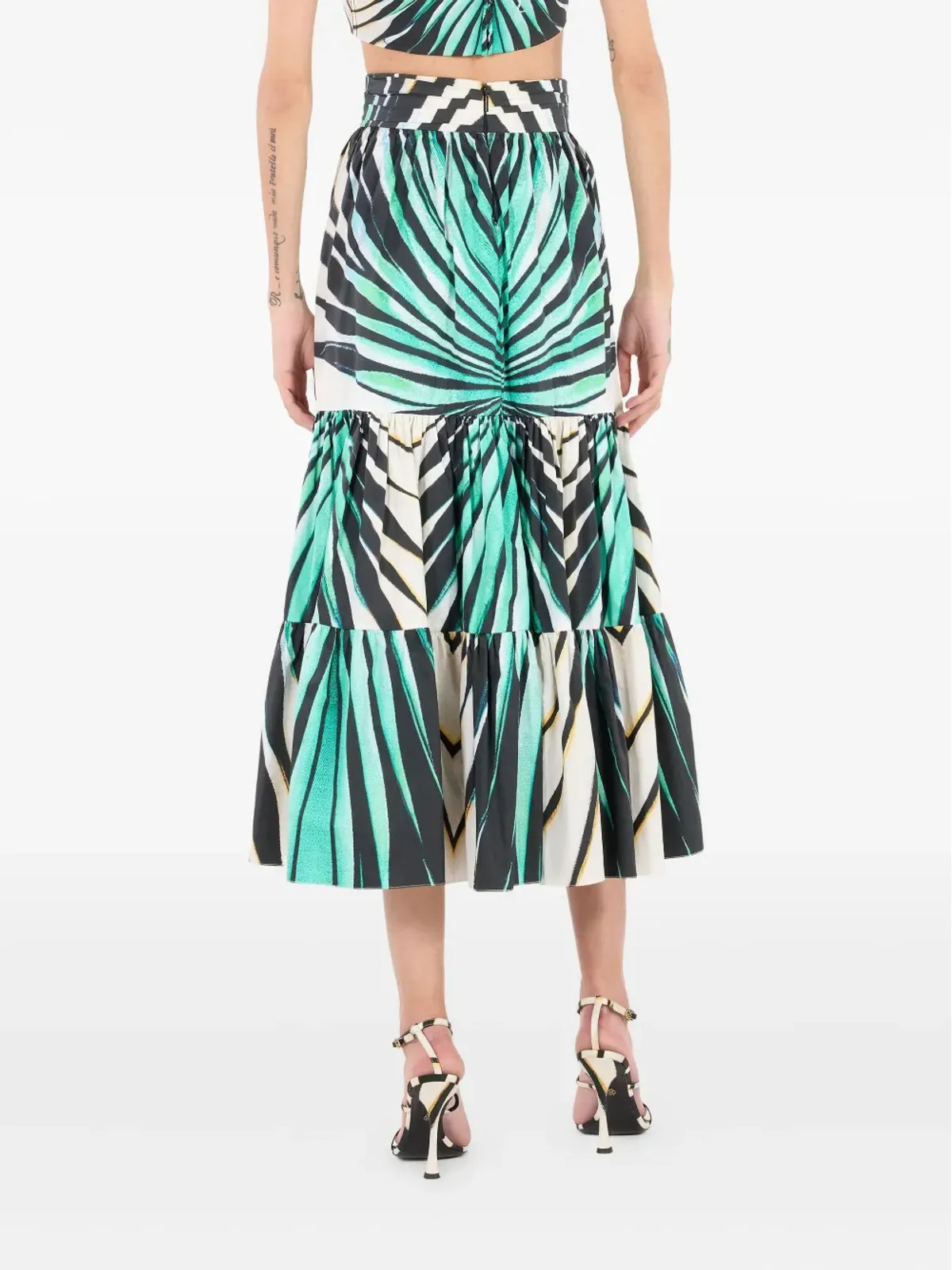 Roberto Cavalli プリント ティアードスカート ブルー - 画像5