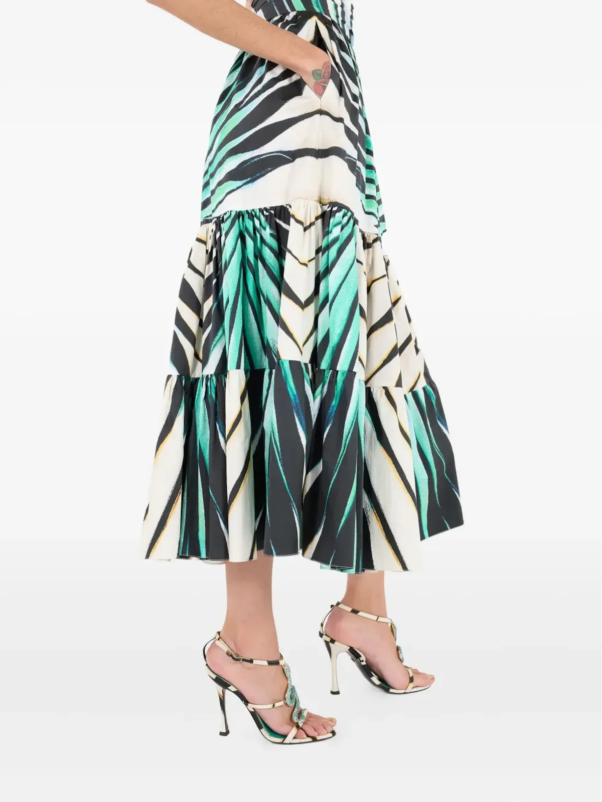 Roberto Cavalli プリント ティアードスカート ブルー - 画像4