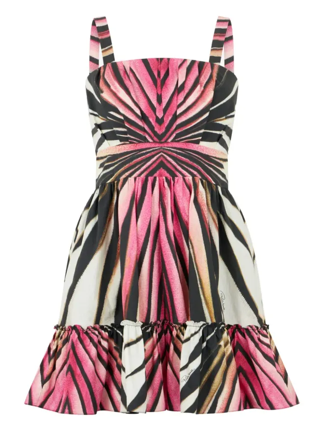 Roberto Cavalli Roberto Cavalli レイ・オブ・ピンクプリント ティアードドレスの商品画像
