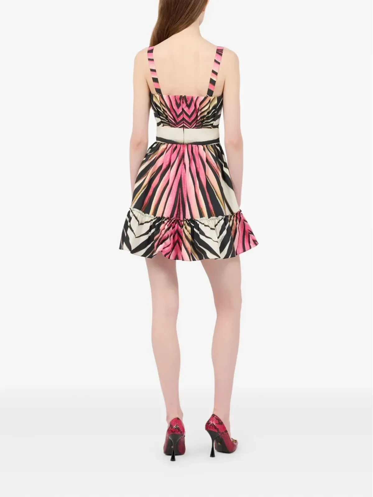 Roberto Cavalli レイ・オブ・ピンクプリント ティアードドレス - 画像4