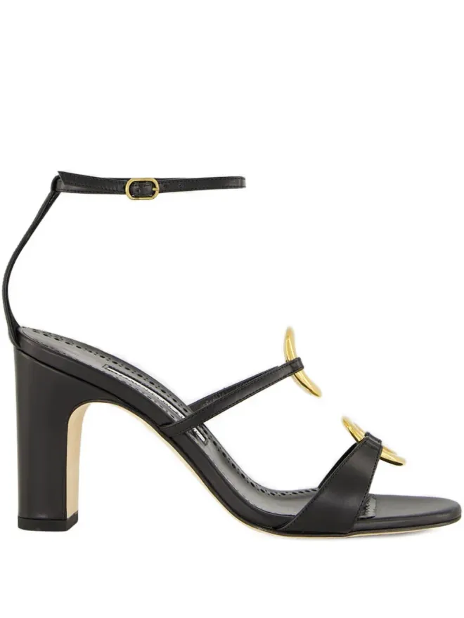 Manolo Blahnik Manolo Blahnik レザー アンクルストラップ リングサンダルの商品画像