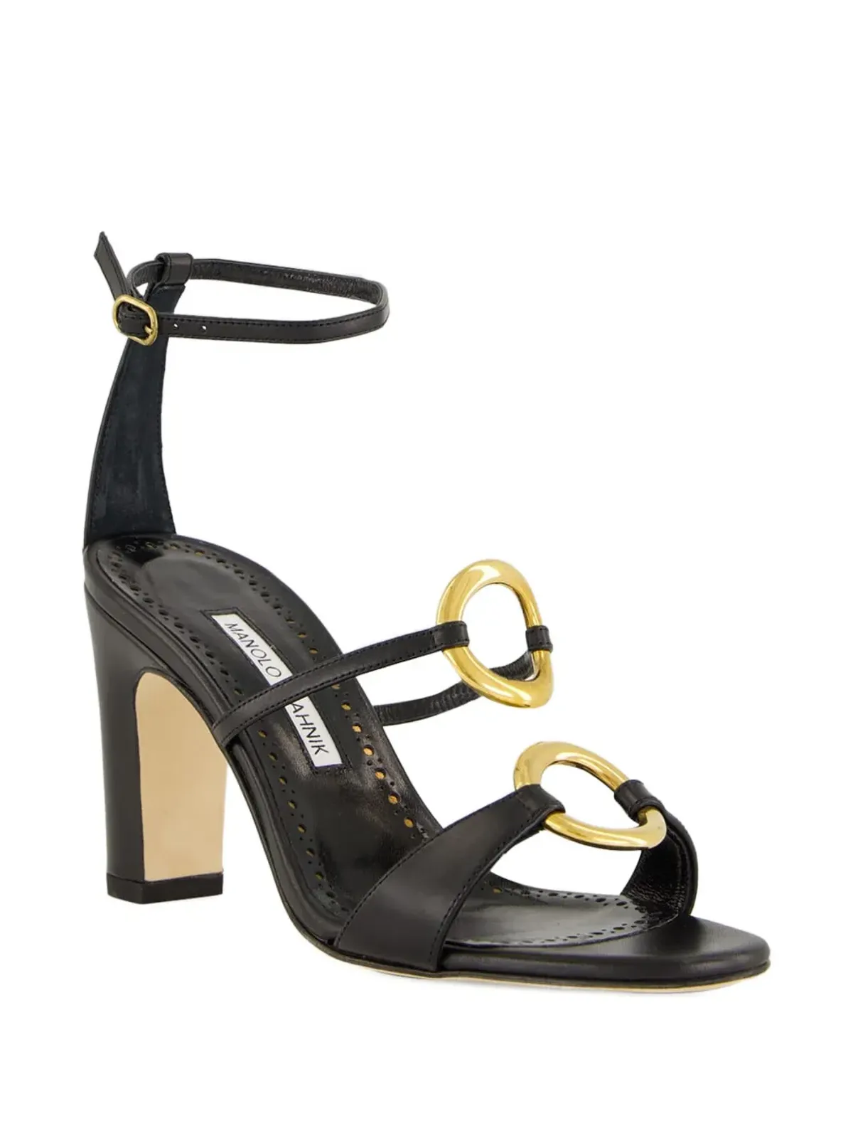 Manolo Blahnik レザー アンクルストラップ リングサンダル - 画像2