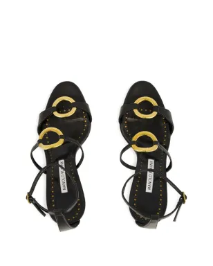 Manolo Blahnik レザー アンクルストラップ リングサンダル - サムネイル4