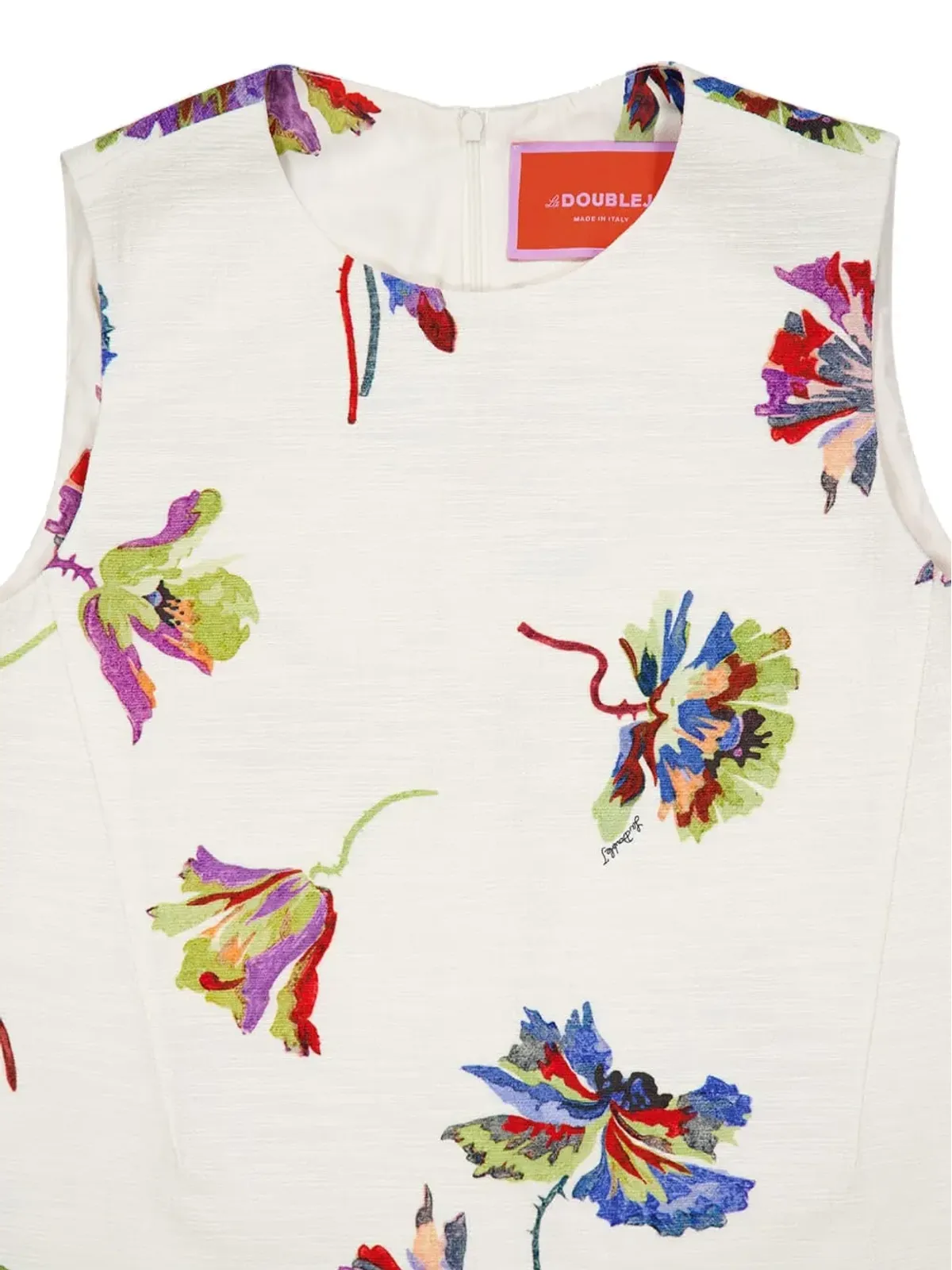 La DoubleJ feather-trim floral-print top - White - 画像3