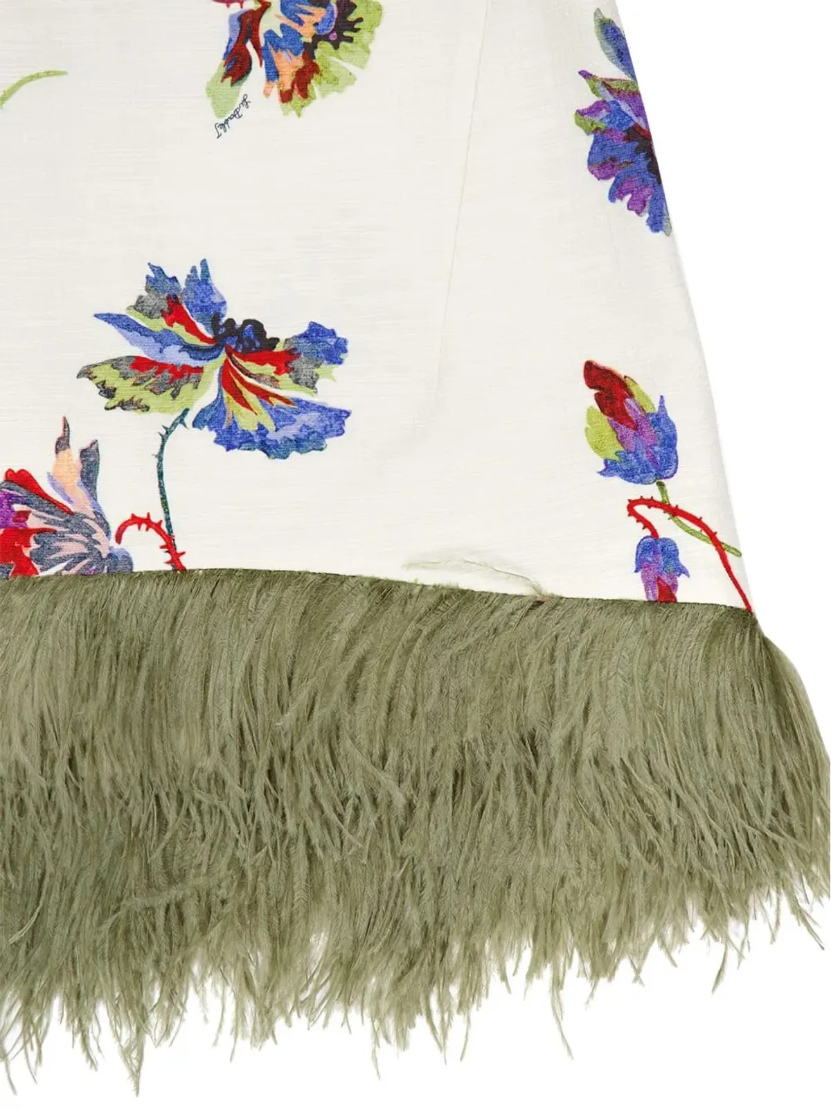 La DoubleJ feather-trim floral-print top - White - 画像4
