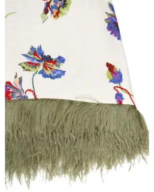 La DoubleJ feather-trim floral-print top - White - サムネイル4