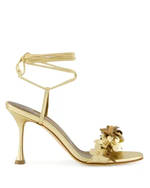 Manolo Blahnik 花モチーフのハイヒールサンダル - ゴールド - サムネイル1