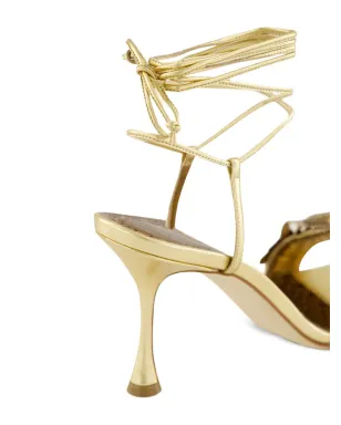 Manolo Blahnik 花モチーフのハイヒールサンダル - ゴールド - サムネイル5