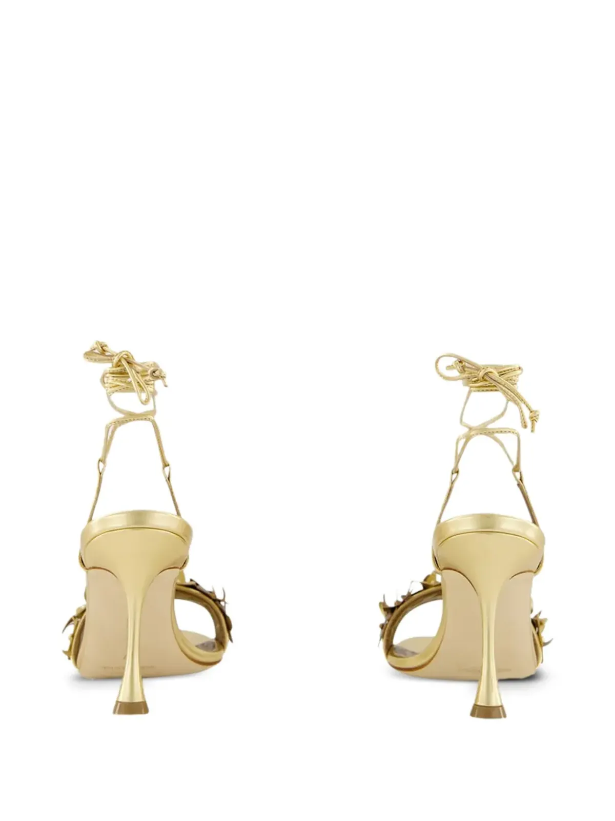 Manolo Blahnik 花モチーフのハイヒールサンダル - ゴールド - 画像3