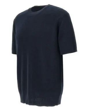 Filippo De Laurentiis クルーネックリブ編みTシャツ - ブルー - サムネイル3