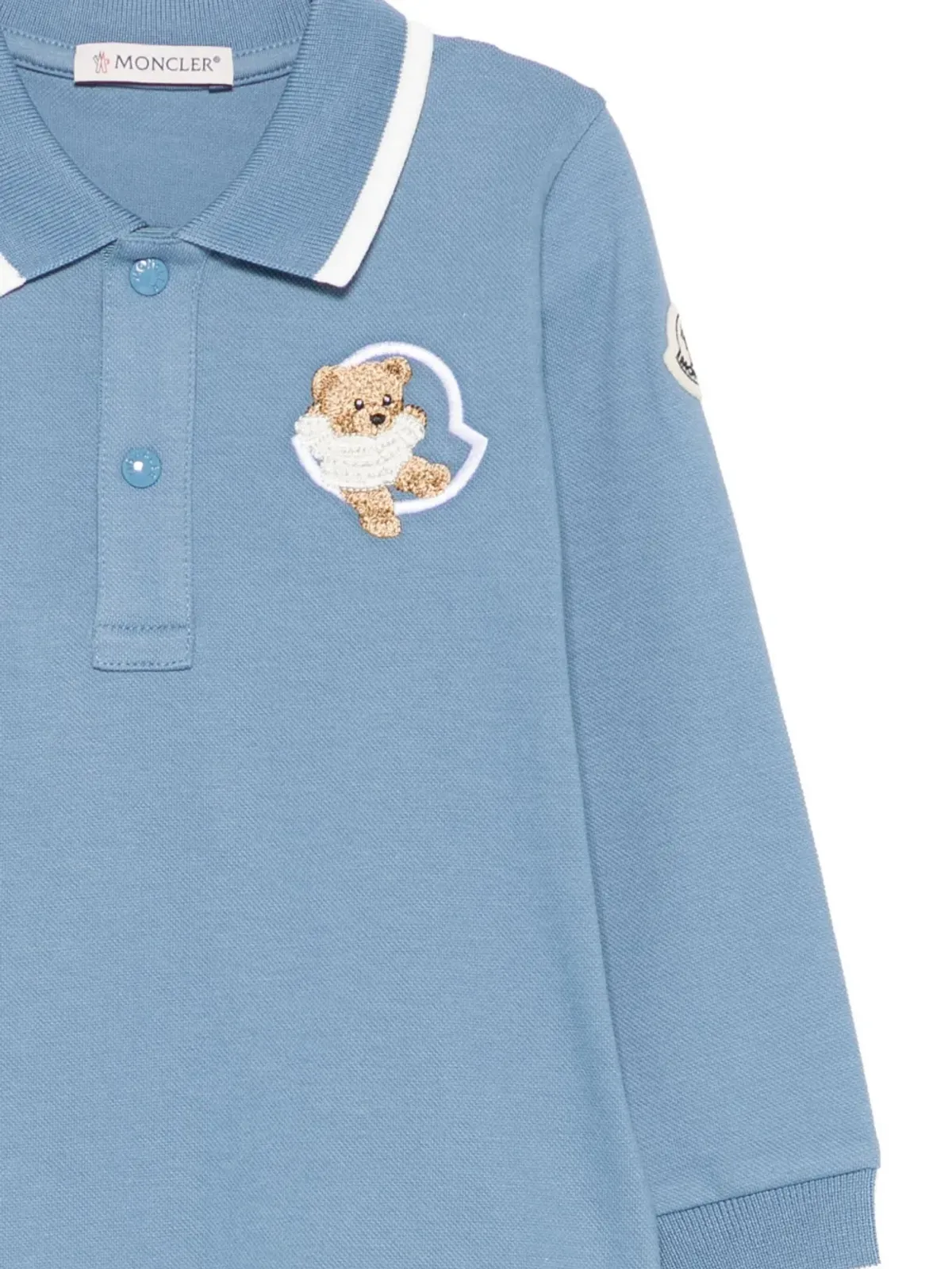 Moncler Enfant テディアップリケ長袖ポロシャツ - 画像3