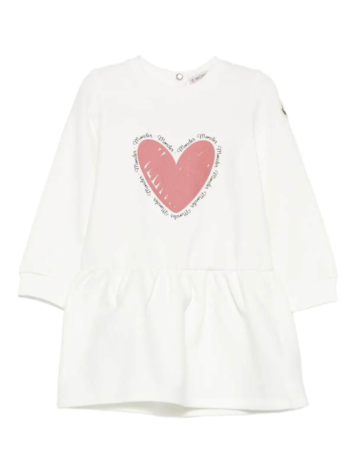 Moncler Enfant heart-print ruffled dress - White - 画像1