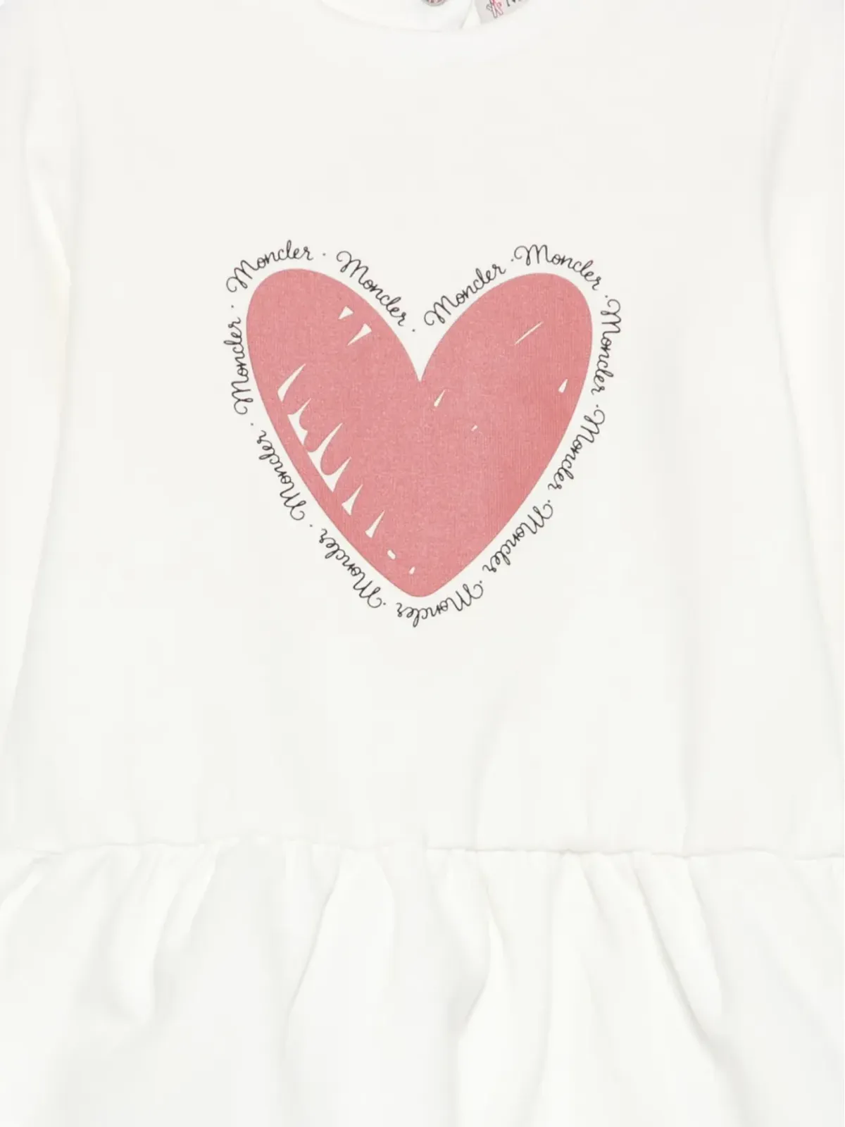 Moncler Enfant heart-print ruffled dress - White - 画像3