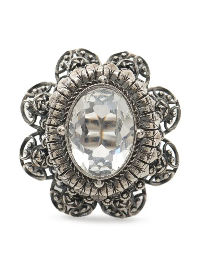 Alexander McQueen Pre-Owned Alexander McQueen Pre-Owned 花モチーフ クリスタル リングの商品画像
