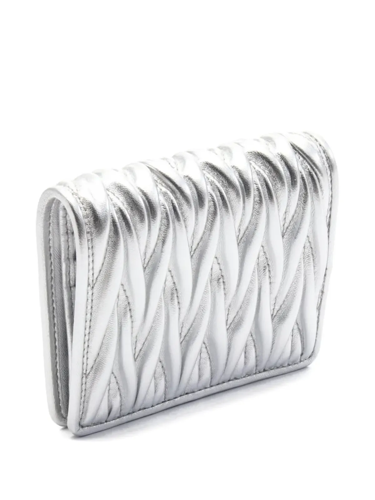 Miu Miu Pre-Owned マテラス加工の二つ折りウォレット - Silver - 画像2
