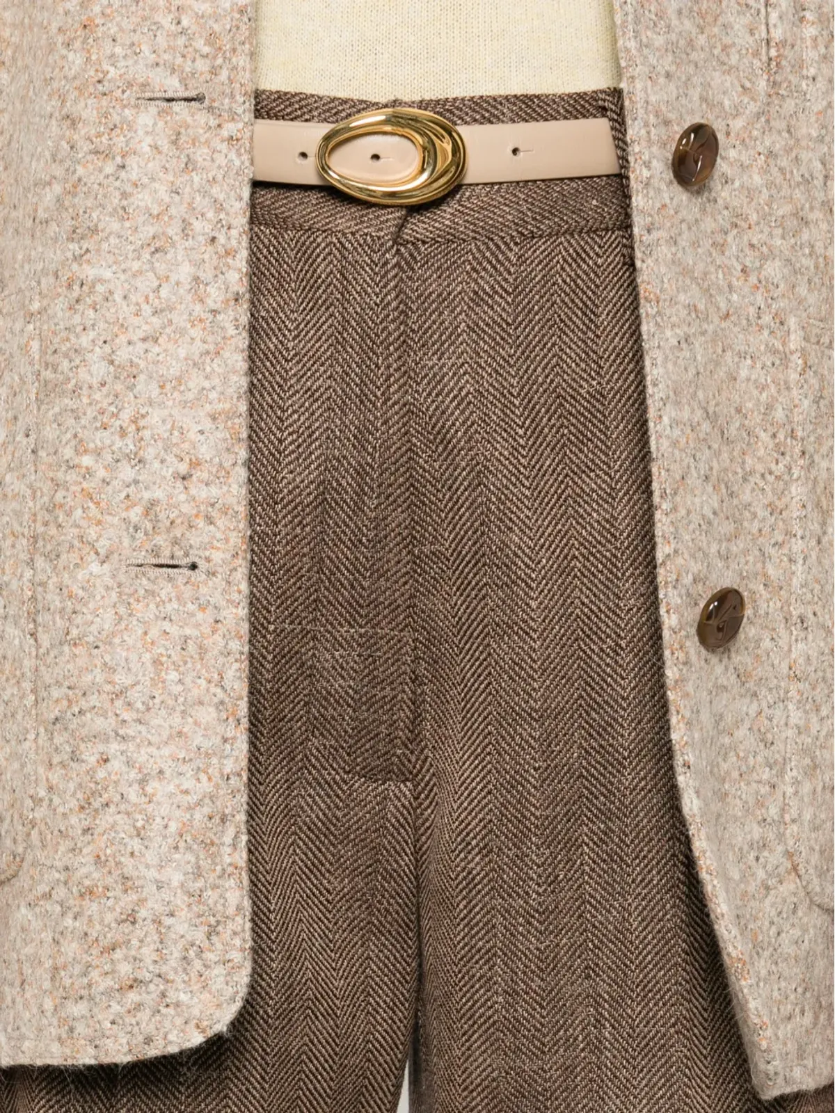 Blazé Milano ヘリンボーン プリーツパンツ - 画像5