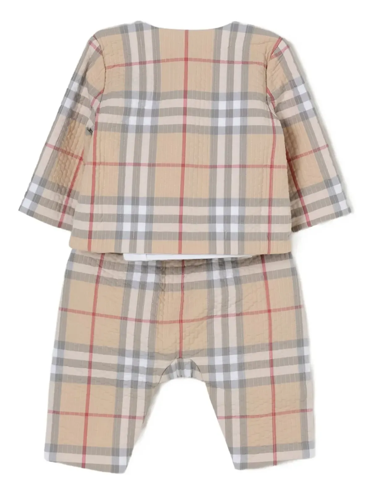 Burberry Kids チェック柄ベビーロンパースセット ブラウン - 画像2