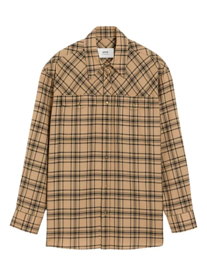 AMI Paris AMI Paris ランバージャックチェック ウールシャツ ブラウンの商品画像