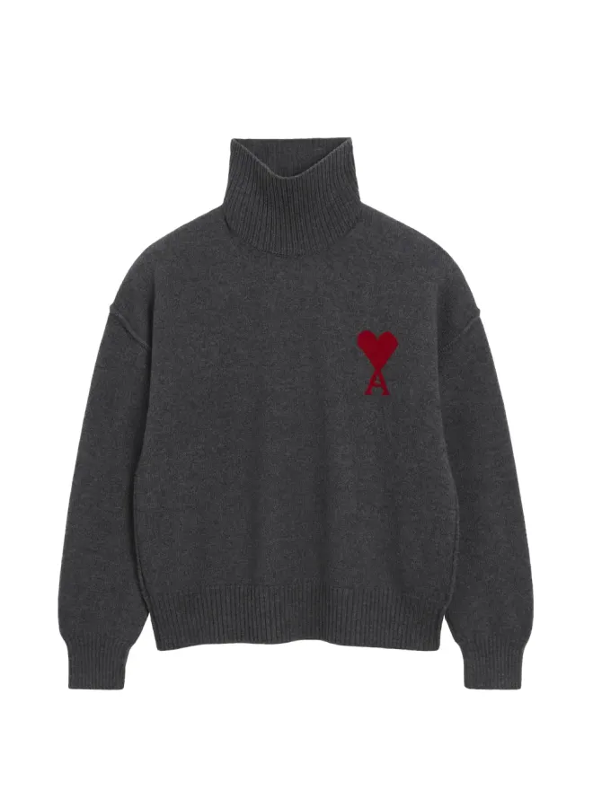 AMI Paris AMI Paris Ami De Coeur funnel-neck wool sweater - Greyの商品画像