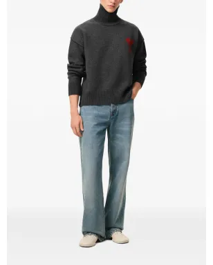 AMI Paris Ami De Coeur funnel-neck wool sweater - Grey - サムネイル2