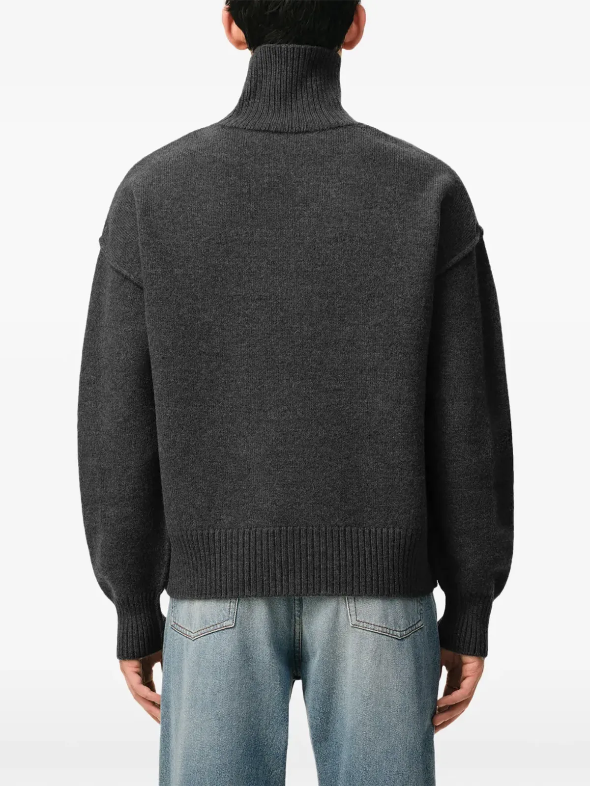 AMI Paris Ami De Coeur funnel-neck wool sweater - Grey - 画像4